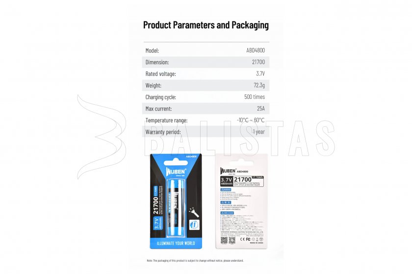 Batteria Wuben 21700 B Li-Ion 4800mAh