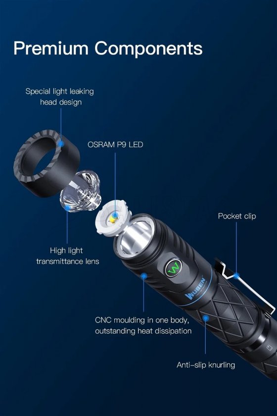 Torcia elettrica Wuben E12R nero