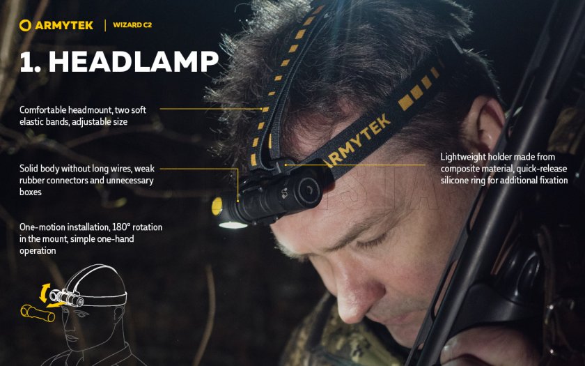 Armytek Wizard C2 Lampada frontale a luce calda
