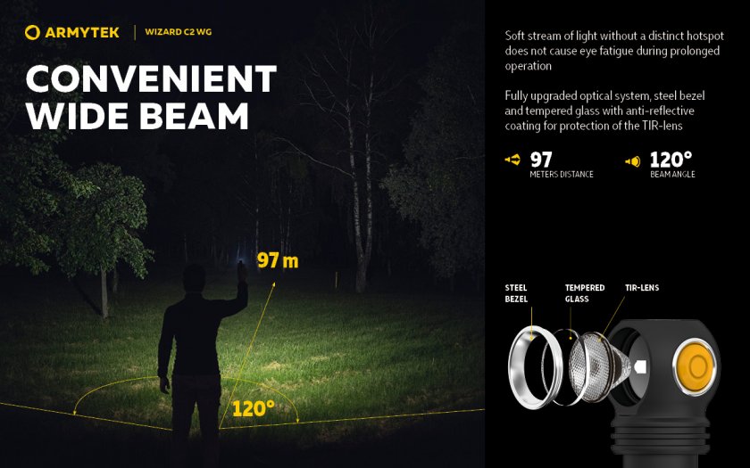 Lampada frontale Armytek Wizard C2 WG Luce calda e verde
