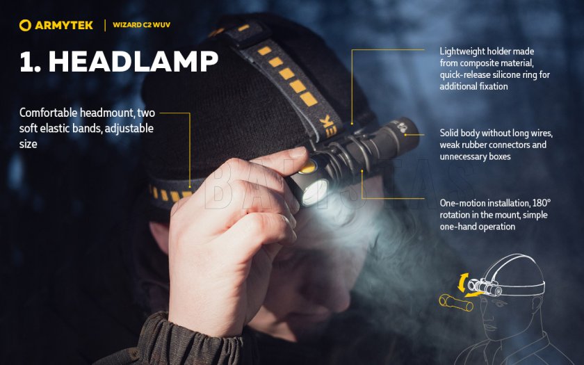 Lampada frontale Armytek Wizard C2 WUV