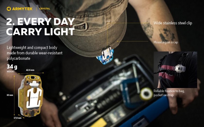Lampada frontale multifunzionale Armytek Crystal Green