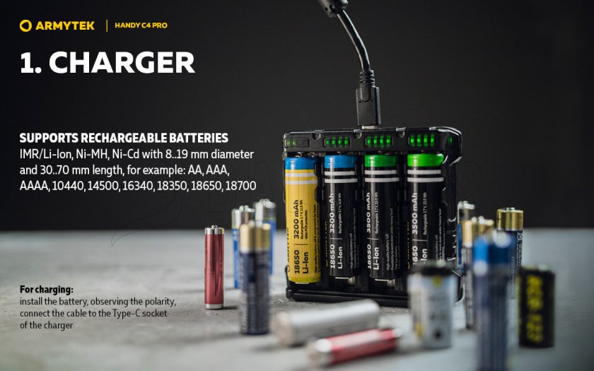 Caricabatterie Armytek Handy C4 Pro