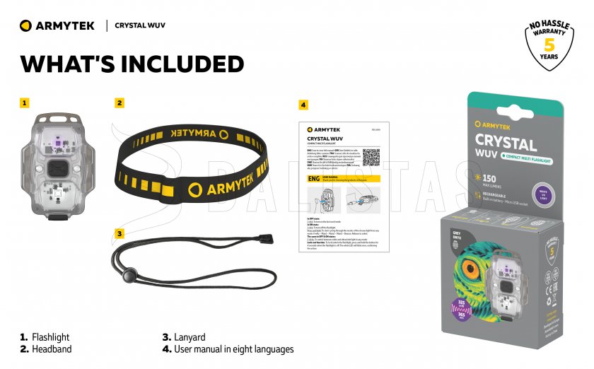 Torcia multifunzione Armytek Crystal - grigia UV