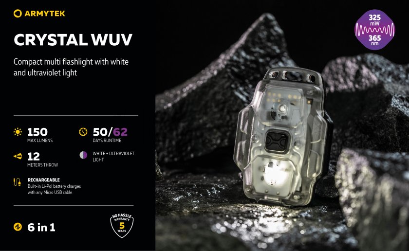 Torcia multifunzione Armytek Crystal - grigia UV