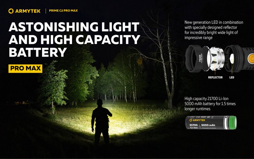 Torcia Armytek Prime C2 Pro Max a luce fredda