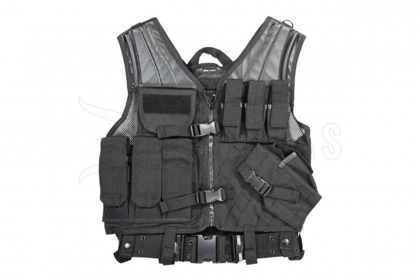 Gilet tattico Mil-Tec CROSSDRAW USMC nero