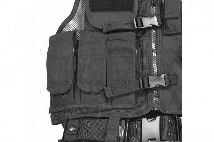 Gilet tattico Mil-Tec CROSSDRAW USMC nero