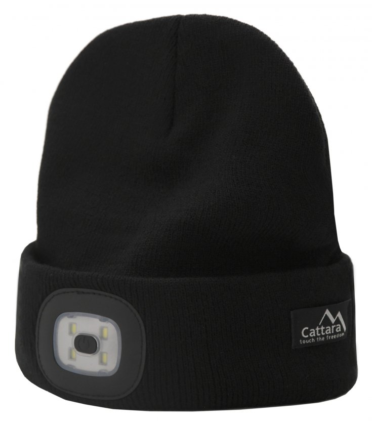 Berretto BLACK con torcia LED USB