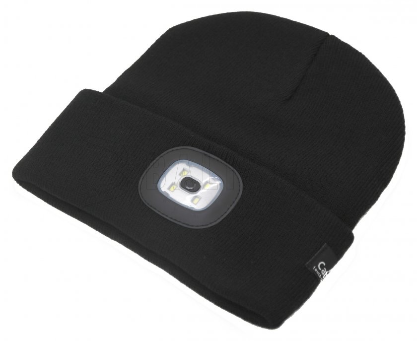 Berretto BLACK con torcia LED USB