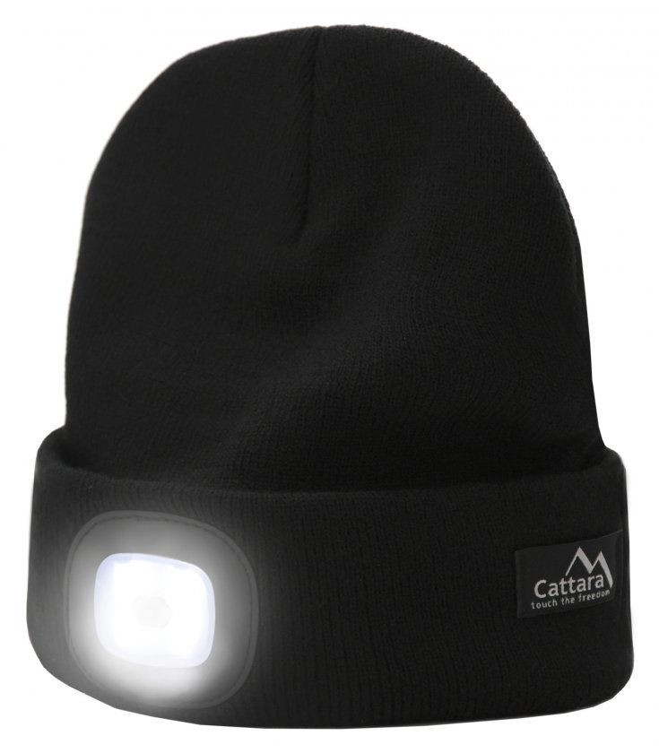 Berretto BLACK con torcia LED USB