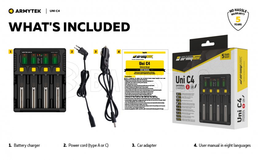 Caricabatterie Armytek UNI C4 plug type C