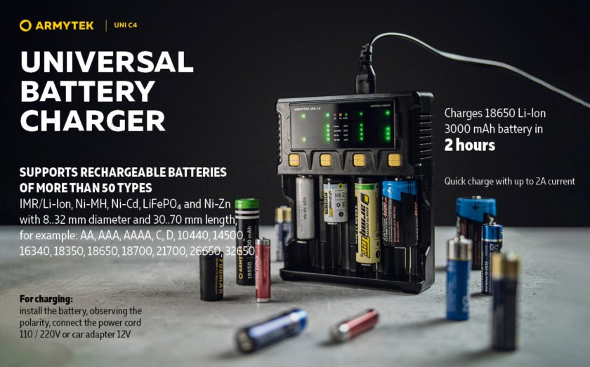 Caricabatterie Armytek UNI C4 plug type C