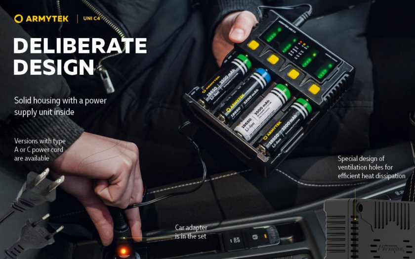 Caricabatterie Armytek UNI C4 plug type C