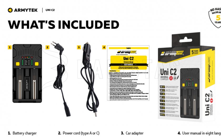 Caricatore Armytek UNI C2 con spina tipo C