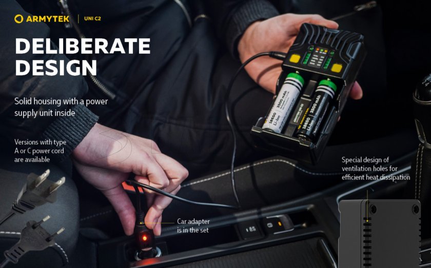 Caricatore Armytek UNI C2 con spina tipo C