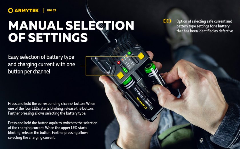 Caricatore Armytek UNI C2 con spina tipo C