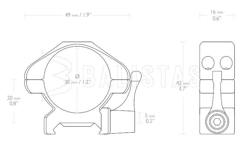 Montáž Hawke Precision Steel 22mm/30mm bassa in acciaio a sgancio rapido