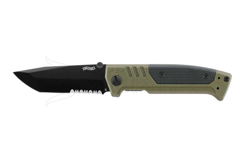Coltello Walther PDP Tanto seghettato verde OD