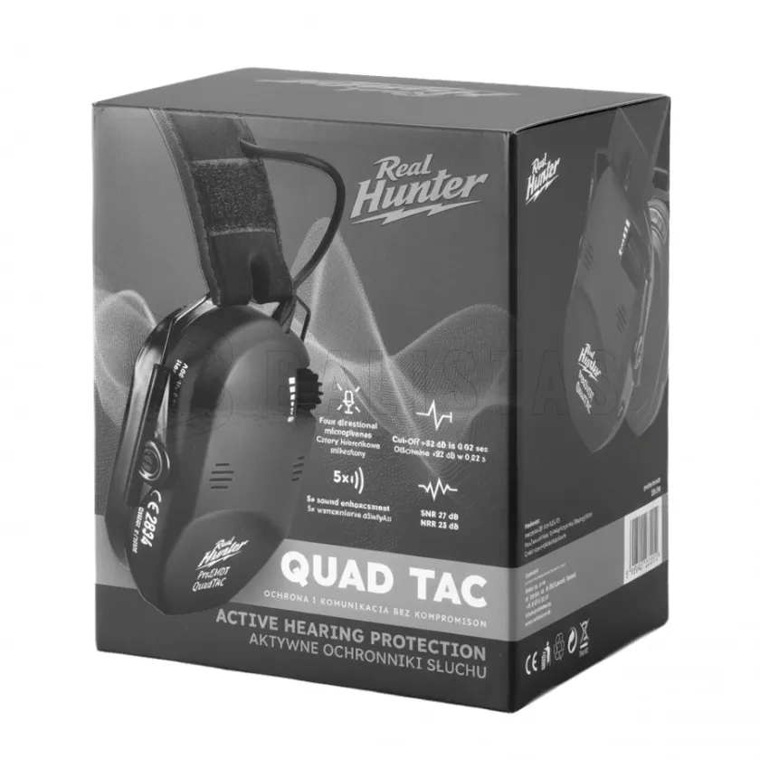 Cuffie elettroniche da tiro RealHunter Active ProSHOT QuadTAC nere 9