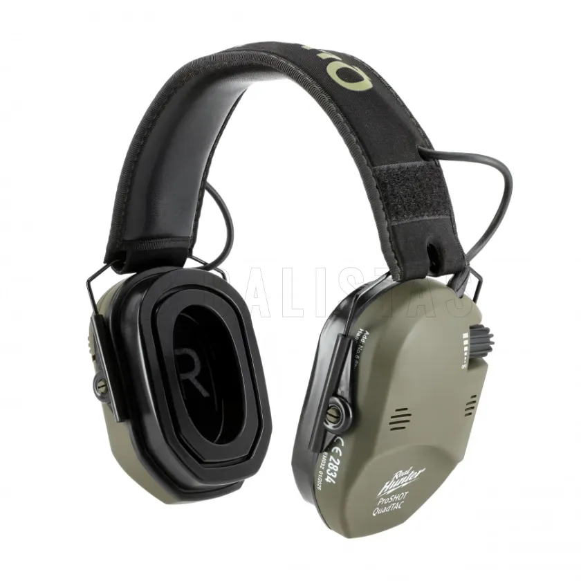 Cuffie da tiro attive RealHunter Active ProSHOT QuadTAC verde oliva