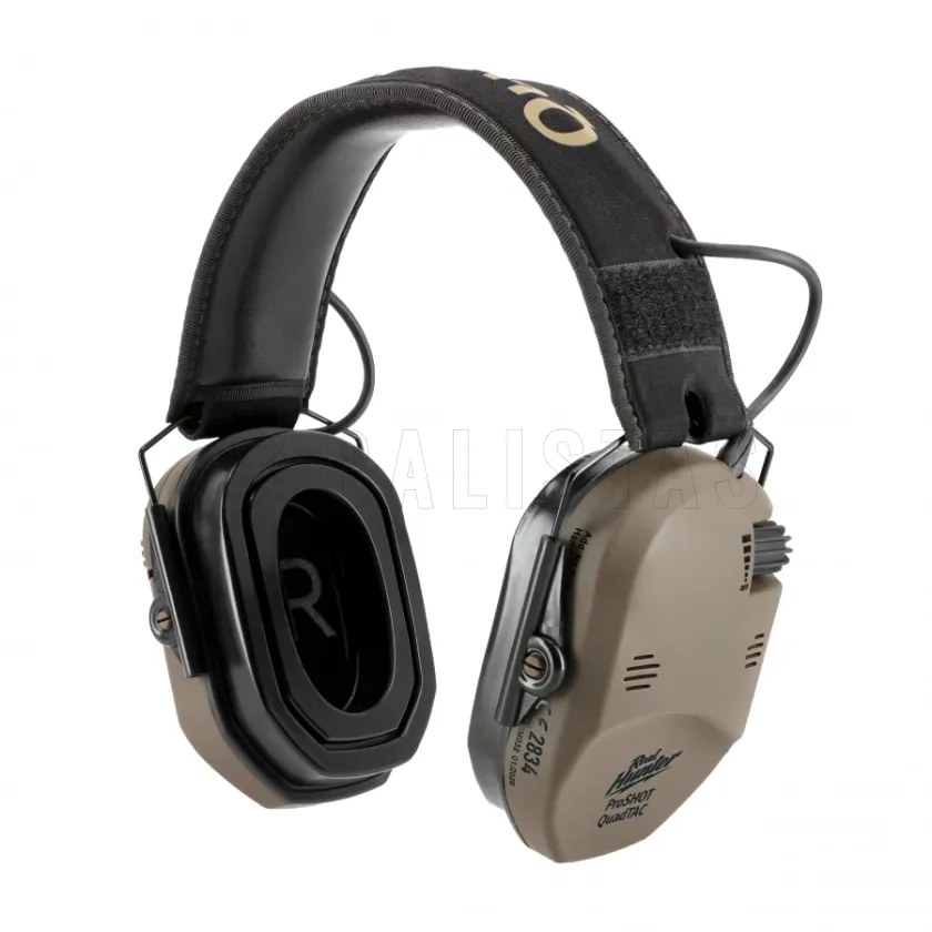 Cuffie elettroniche da tiro RealHunter Active ProSHOT QuadTAC FDE
